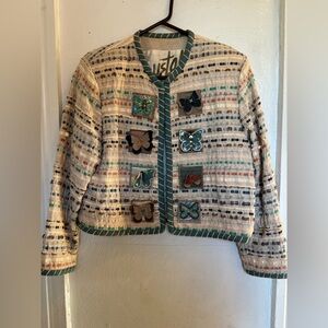 Colorful Embroidered Jacket with Butterfly Accents